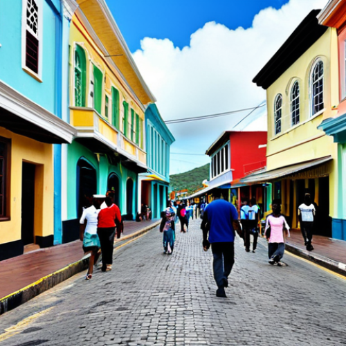Saint John's Street Scene**

"A daytime street scene in Saint John's, Antigua and Barbuda, showcasing local architecture and pedestrian traffic. People are fully clothed in modest, everyday attire. Shops are open and bustling. Safe for work, appropriate content, perfect anatomy, natural proportions, professional photography, family-friendly."

**