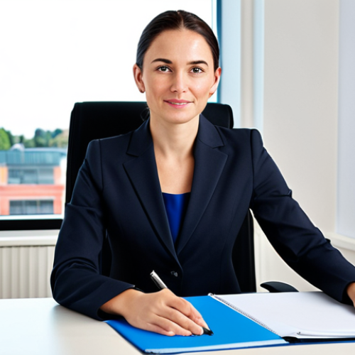 앤티가 바부다 외국인 투자 기회 - **Prompt:** Professional businesswoman in a modest business suit, sitting at a desk in a modern offi...